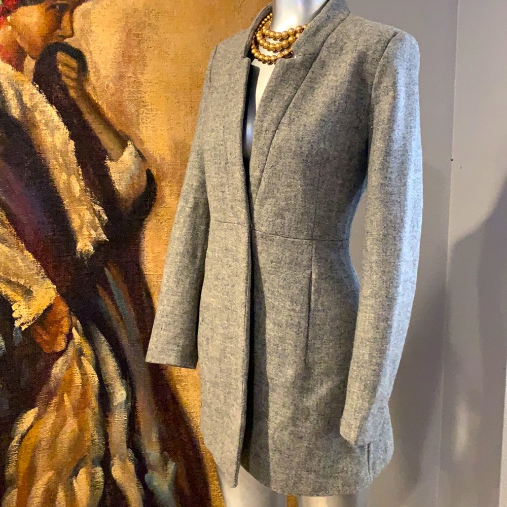 Zara Basic Grey Wool Jacket. Sz M - image 3